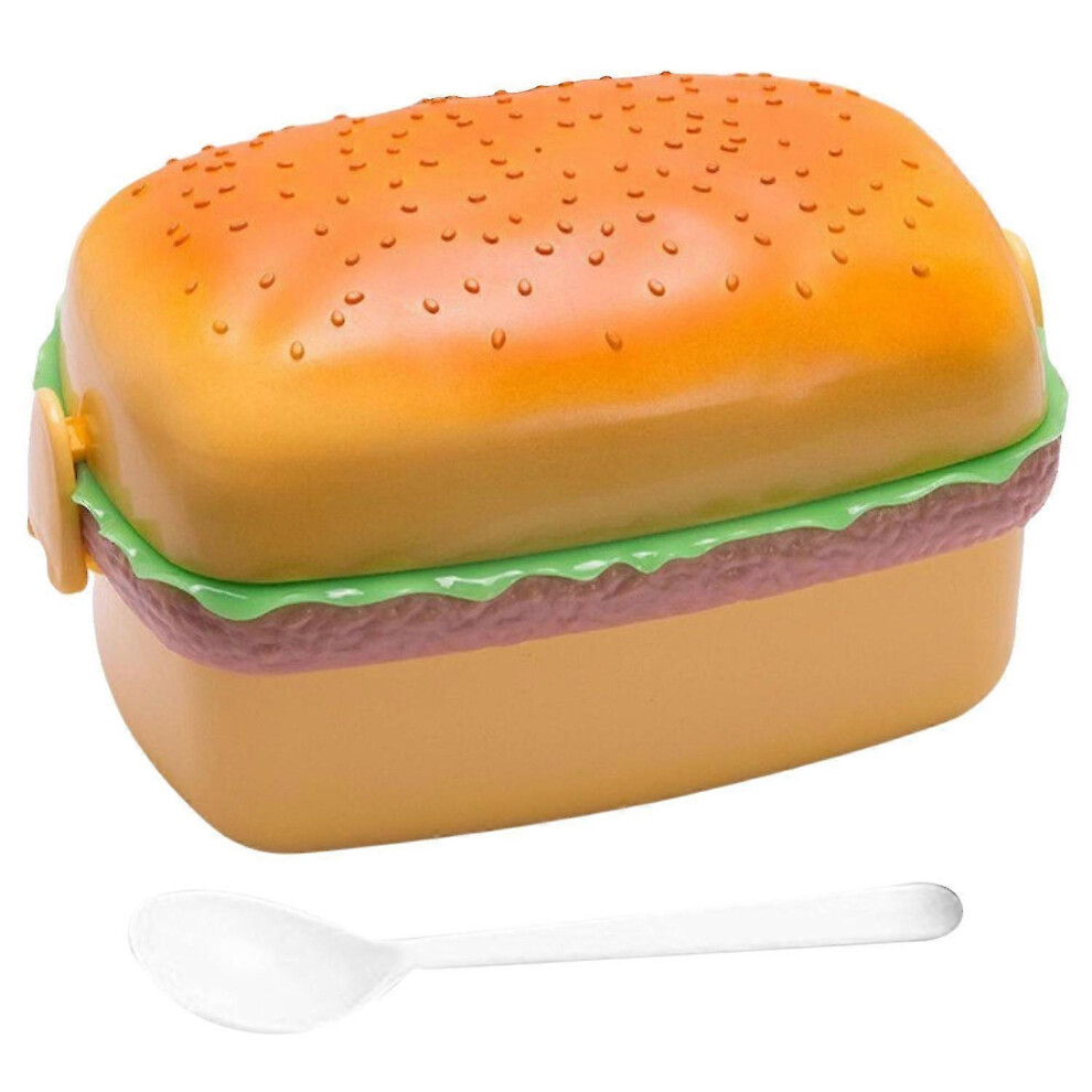 Square Bento Box, Cartoon Hamburger Tableware, Kids School Lunch Container