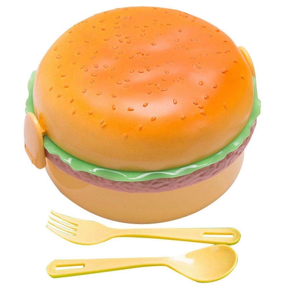 Round Bento Box, Cartoon Hamburger Tableware, Kids School Lunch Container