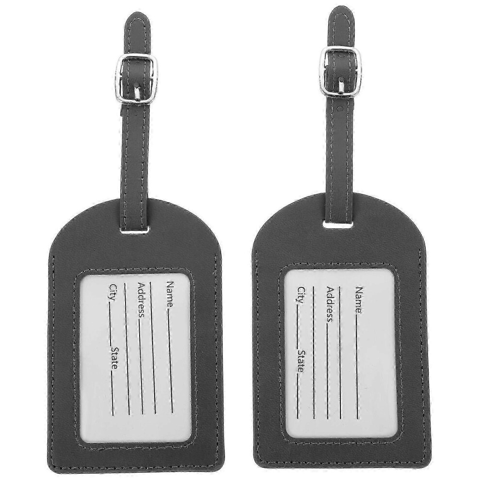 PU Leather Luggage Tags Set of 2, Durable Hanging ID Tags, Travel Labels