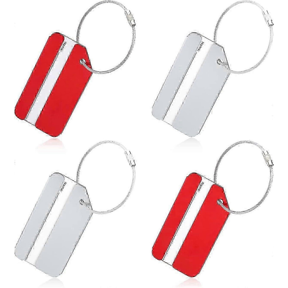 Airplane Luggage Tags Set of 4, Distinctive Aluminum ID Tags, Travel Labels