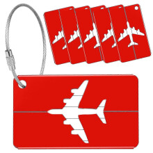 Luggage Tags Set of 6, Aluminum Alloy Suitcase Tags, Steel Buckle ID Tags