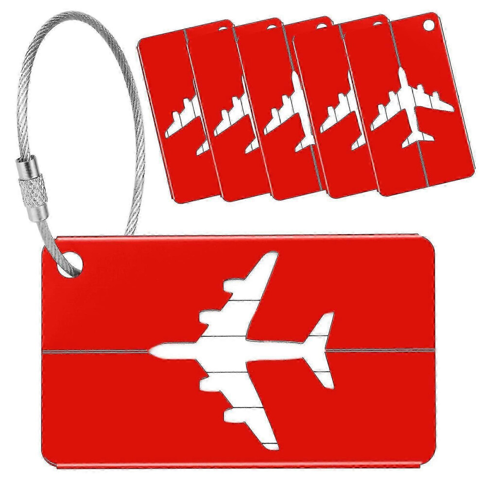 Luggage Tags Set of 6, Aluminum Alloy Suitcase Tags, Steel Buckle ID Tags