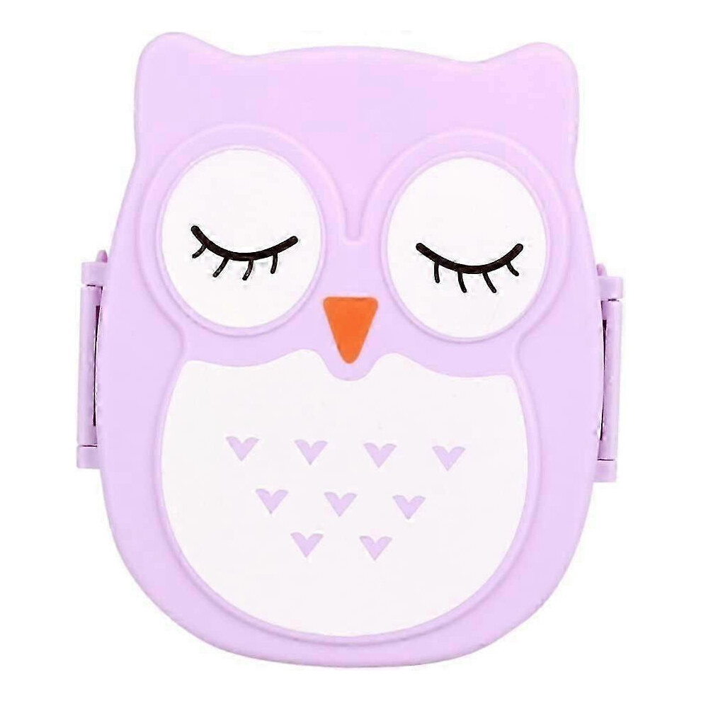 Children's Lunch Box Owl Design, Portable Bento Picnic Container 1050Ml Purple