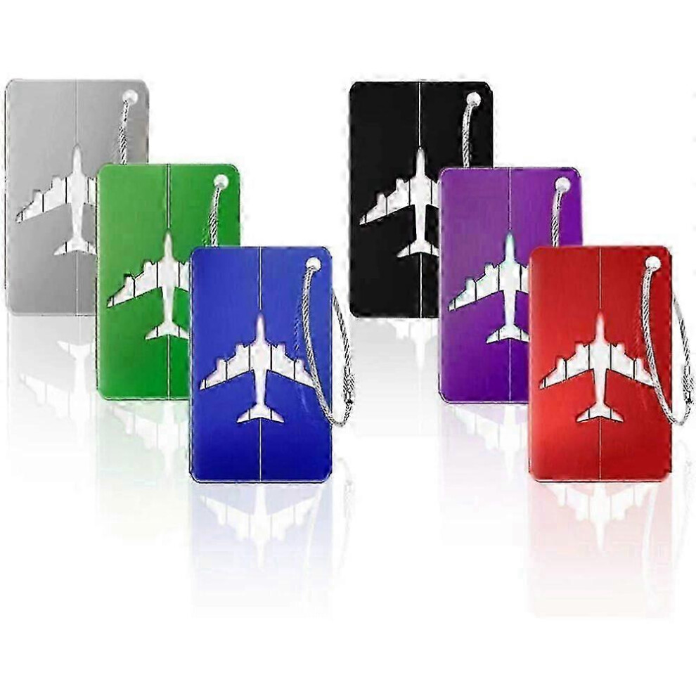 Luggage Tags Set of 6, Metal Name Address Tag, Travel Suitcase ID Label