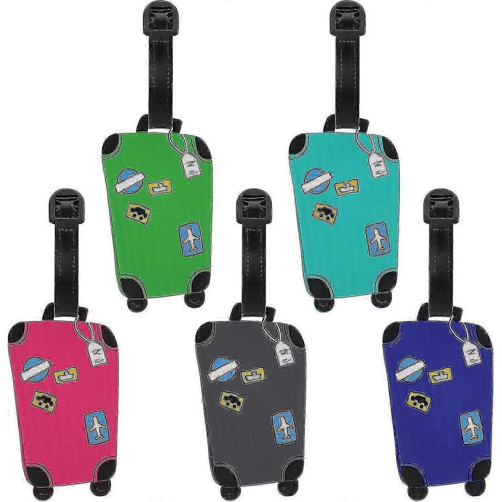 Silicone Luggage Tags Set of 5, Suitcase ID Tags, Handbag Label Travel Accessory