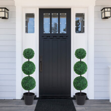 Outsunny 2 PCS Artificial Boxwood Three Balls Tree Decorative  Plant Leaves
