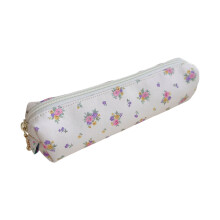 Blossomy Cotton Canvas Pencil Case For-Purple flowers on th