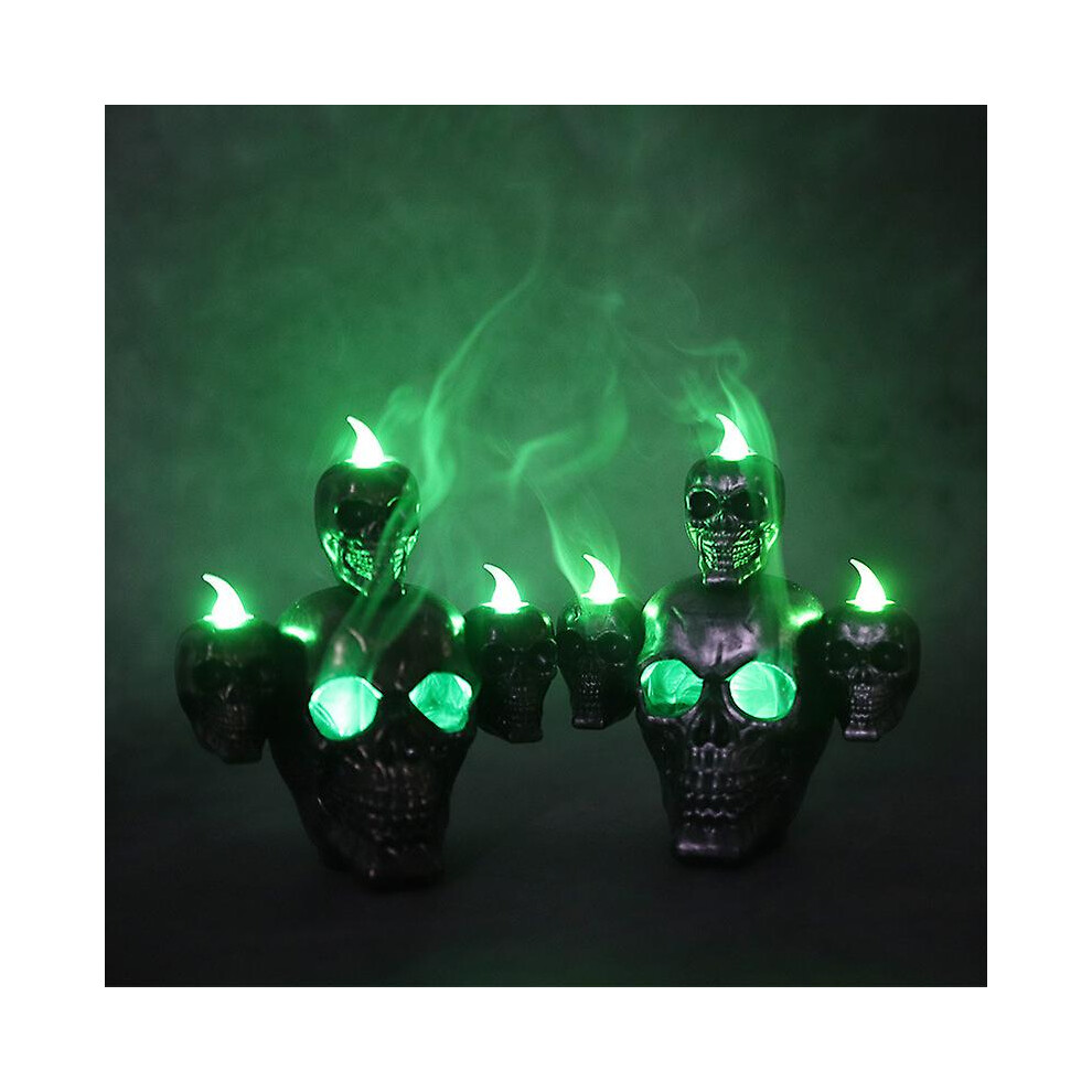 Kikidex (As Show, One Size) 2Pcs Halloween Skull Head Light Smoke Horror Skull Head Light Pumpkin Led Electronic Candle Light Haunted House Decoration Props