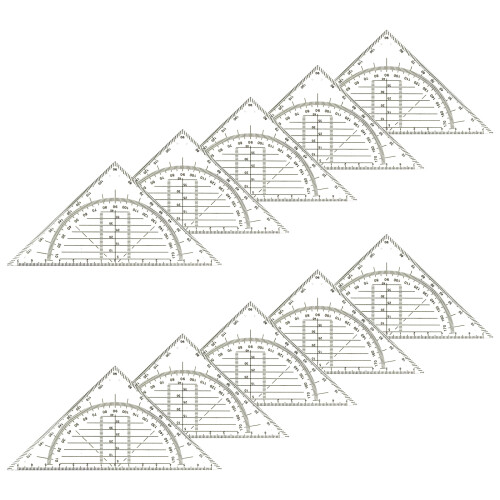10Pcs 2-in-1 Set Square 180 Degrees Math Protractors-C