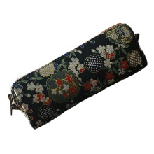 Retro Embroidered Pencil Case Cotton Linen-Brocade black stone