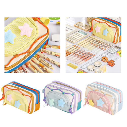 Big Capacity Pencils Case Multi Compartments Fabric Pencils-3 2