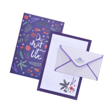 Floral Animal Design Stationery Set Envelope-Purple Garden