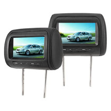 7 in Headrest Car LCD Display Dual Channel Monitor Wireless Remote Control Infrared Video Input Black Universal Fit