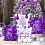 Miaikoe Ensemble de 4 Housses de Noël 55x55 cm Violet Blanc 3