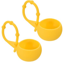 Portable Golf Ball Carrier - Yellow Silicone Holder with Hanging Loop for Belts & Bags, 2 Pack