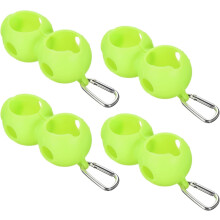 Green Silicone Golf Ball Holder - Portable 2-Ball Carrier with Carabiner Clip for Golf Bag or Belt Attachment