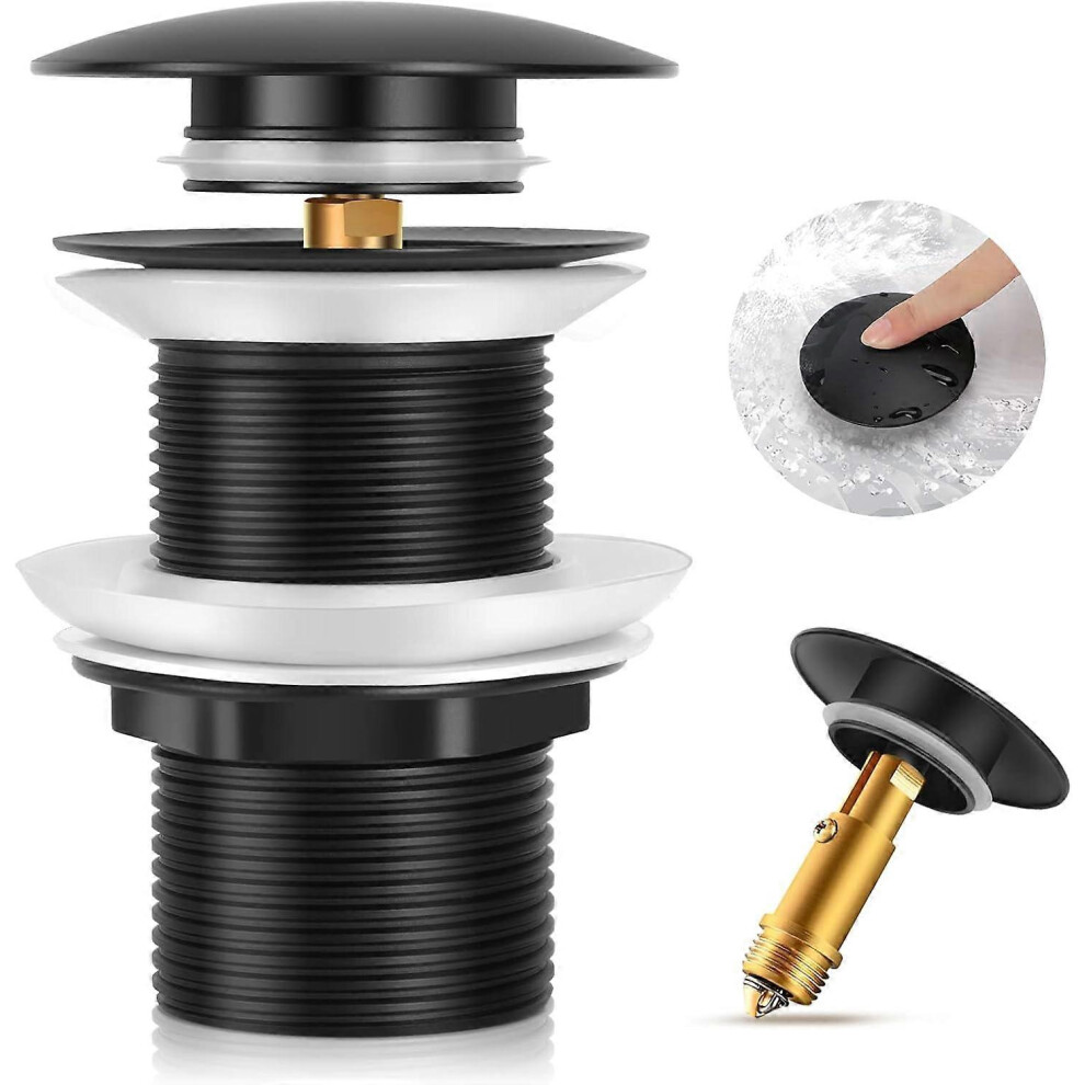 Kikidex (As Show, One Size) Sink Drain Without Overflow, Drain, Brass Sink Drain, Sink Drain Seal, Bath Drain, Black