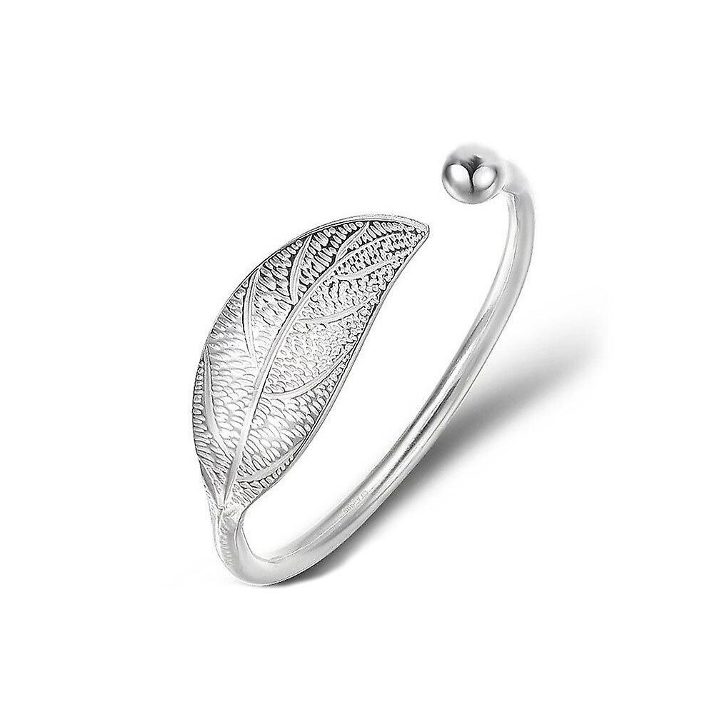 Kikidex (As Show, One Size) Bracelet With Leaf, Adjustable Irregular Bracelet Silver