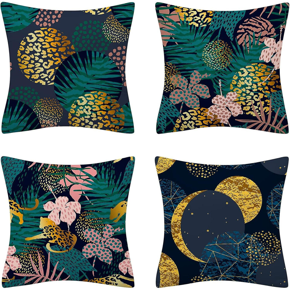 Kikidex (As Show, One Size) Set Of 4 Decorative Cotton Pillowcases With Geometric Patterns