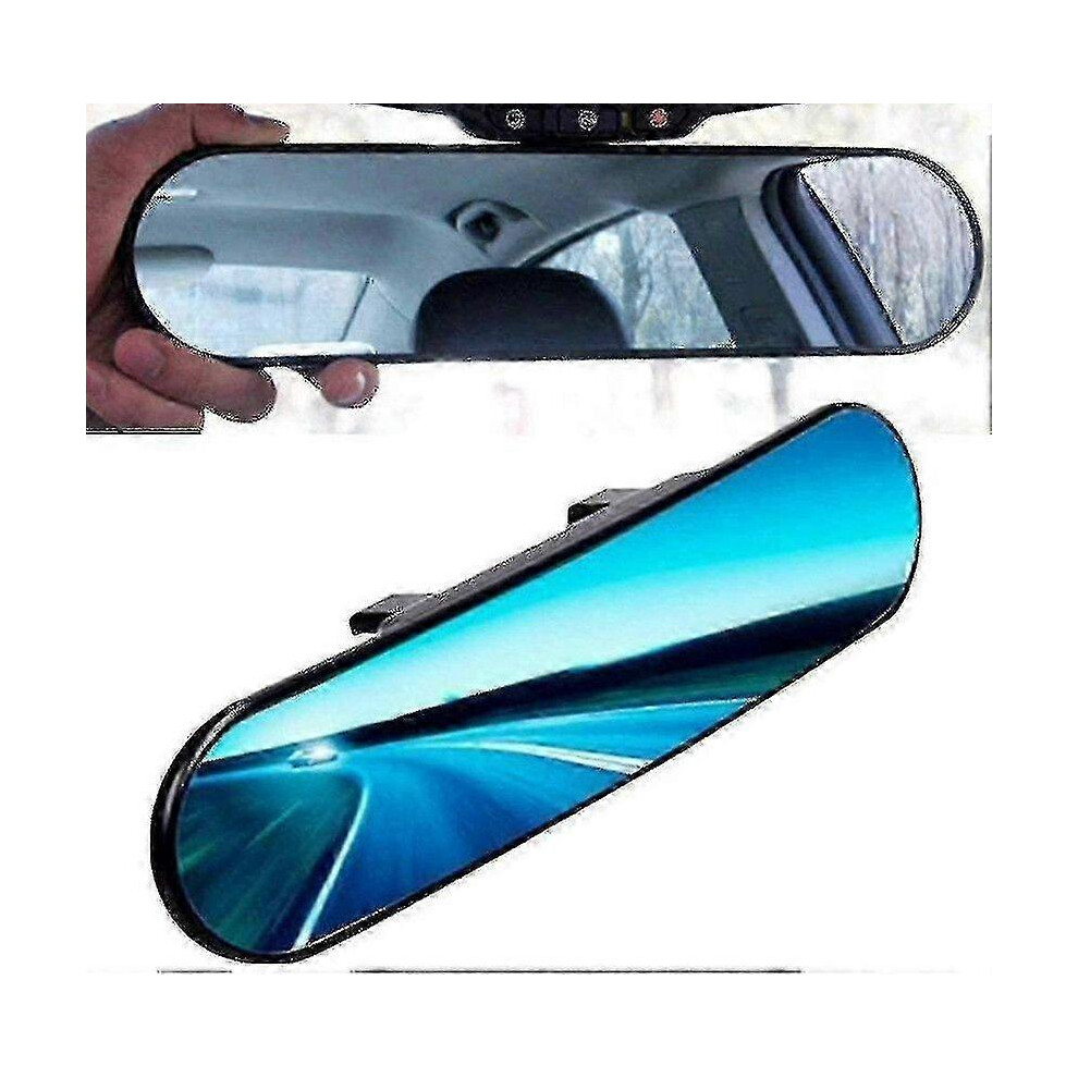 Kikidex (As Show, One Size) Panoramic Rearview Mirror - Universal Anti-Glare Interior Mirror With Adjustable Angle Blue