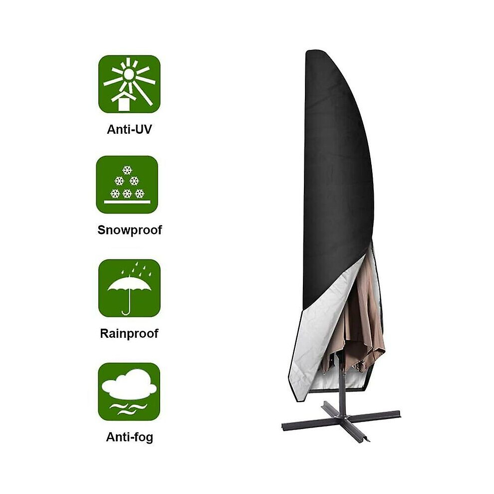 Kikidex (As Show, One Size) Parasol Cover, 265Cm Garden Parasol Cover/Parasol Protective Cover Oxford Waterproof, Black