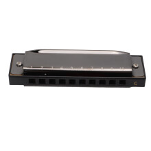 C Key 10-Hole Diatonic Harmonica Metal Mouth Organ for Beginners Black