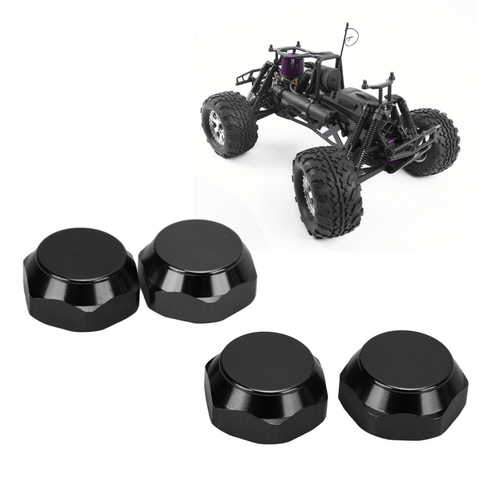 Aluminum 17Mm Hex Wheel Nut Upgrade For 1/8 Rc Cars Set Of 4 - Black 4271357547685