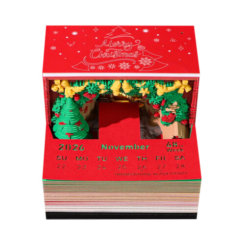Artistic 2026 Christmas Desktop Calendar 3D Design Removable