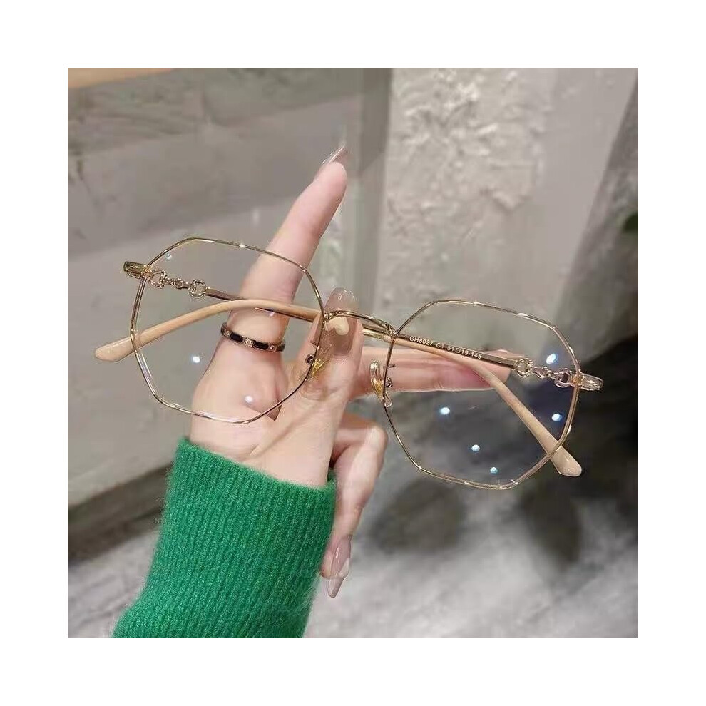 Blue/Light/Silver Big Frame Eyeglasses Metal Reading Glasses Anti Uv Anti Computer Glasses Mirror Lenses +3.00 Diopters