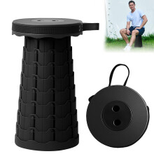 Footstool Telescopic Camping Stool Foldable Portable Mini Camping Stool Black With Carry Bag