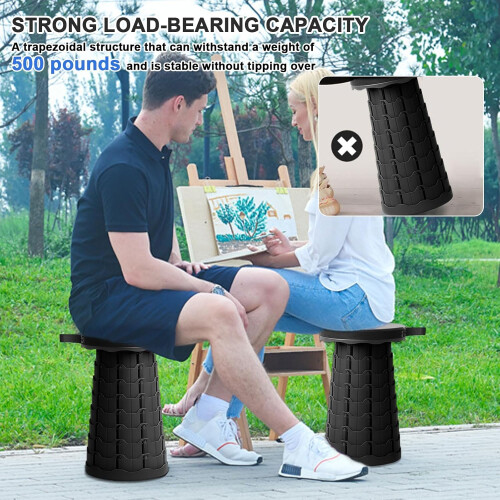 Footstool Telescopic Camping Stool Foldable Portable Mini Camping Stool Black With Carry Bag 1