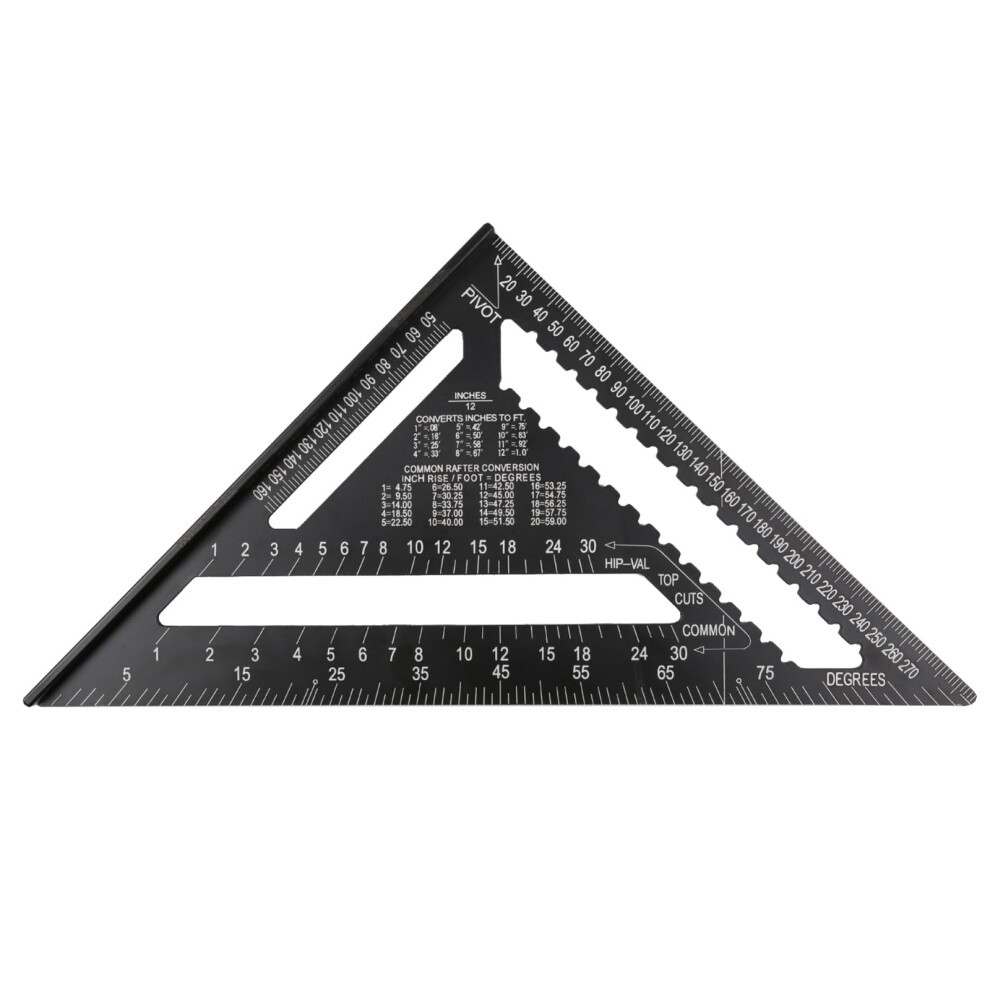 12 Inch Rafter Square Aluminum Alloy Metric Triangle Ruler Double Scale Protractor Woodworking Layout Gauge 9105992882946