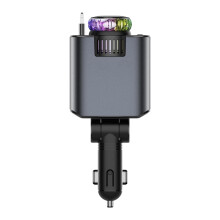Car Fast Charger 66W Retractable Multifunction Quick Charger With Star Night Projector Lamp And Scent Diffuser Auto Accessories