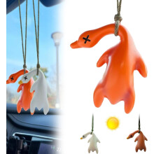 Car Color Changing Roast Duck Creative Pendant Rearview Mirror Ornament UV Temperature Reminder Cute Duck Decor