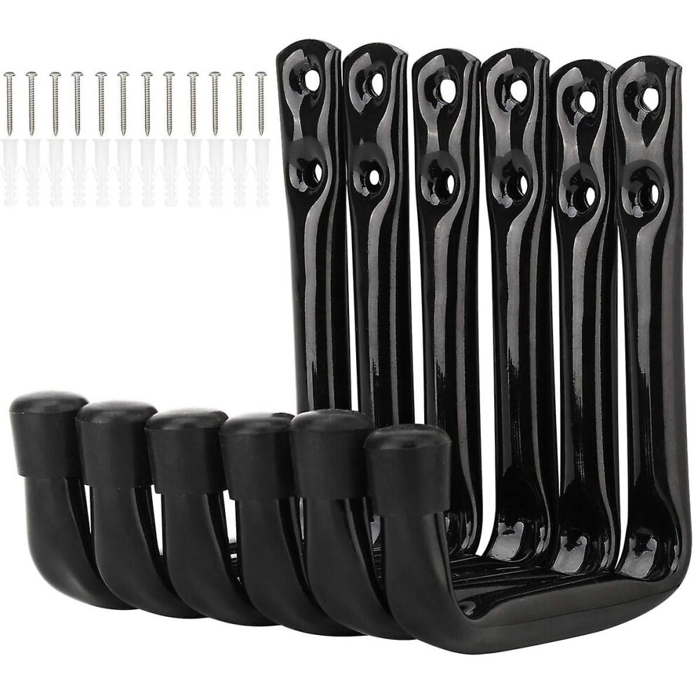 Kikidex (As Show, One Size) Pack Of 6 Heavy Duty J Shape Hooks For Garage Storage, Steel Wall Mounts (11.5Cm X 10Cm)