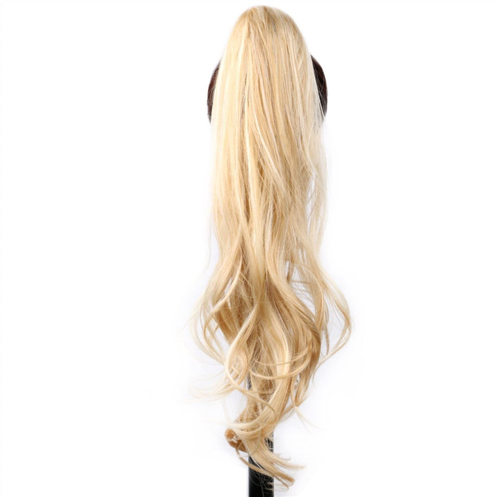 Unisex Ponytail Extension 32 Inch Synthetic Wrap Around Hairpiece For Women Color P27-613 Blonde
