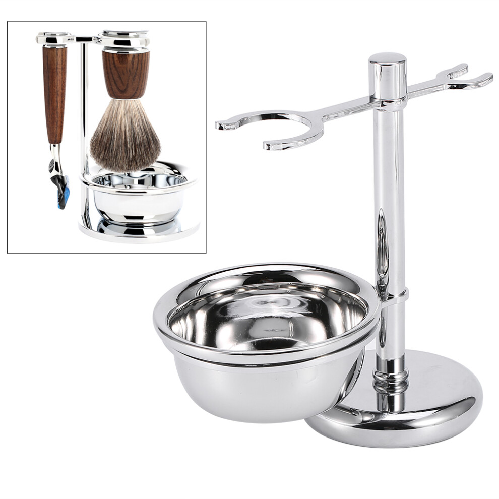Mens Stainless Steel Shaving Kit with Brush, Razor & Soap Bowl Set