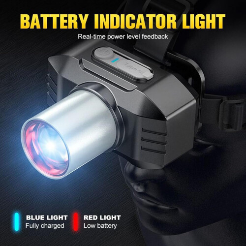 Head Light LED Rechargeable Headlamp With 90-Degree Adjustable Beam Flashlight Function For Hunting Fishing Running 1