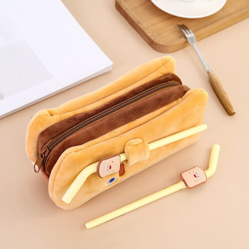 Creative Toast Bread Plush Pencil Case Large Capacity-Yellow 1