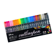 Double Line Glitter Outline Marker Pen With Metallic-24 colors