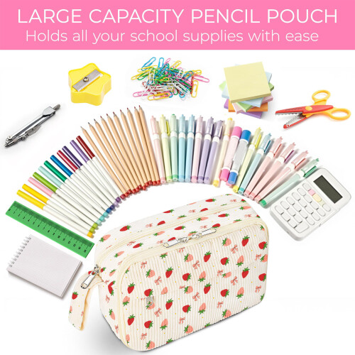 Multi Compartments Fabric Pencils Pouches-Butterfly Flowers 2