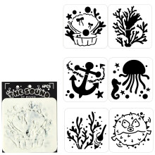 6Pcs Reusable Clear PET Stencils 5x5Inch-The sound of waves