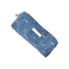 Bowknot Pen Pouches Large Capacity Pencil Case-Navy Blue