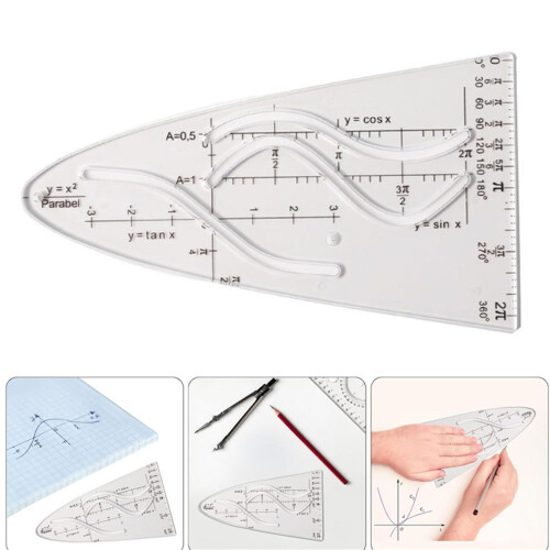Precise Cosine Ruler Geometry Tool  Parabolic Stencil-3pcs 1