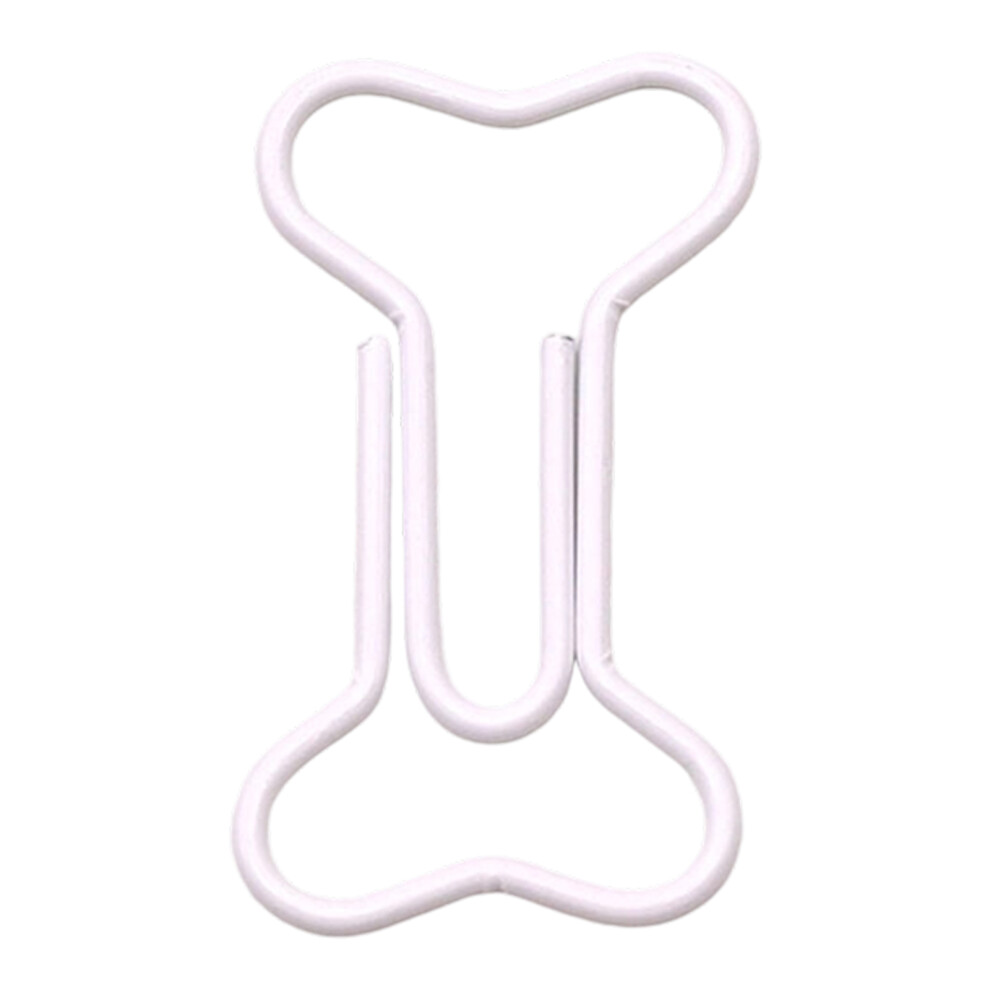 100 Pieces Unique Bone Style Metal Paper Clips Organizers-White 7754000268764