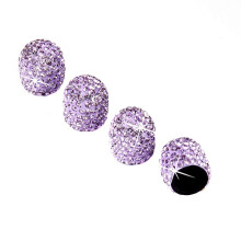 Car Tyre Valve Caps Pack Of 4 Rhinestone Glitter Bling Dust Caps Purple For Car Bus Truck Bike