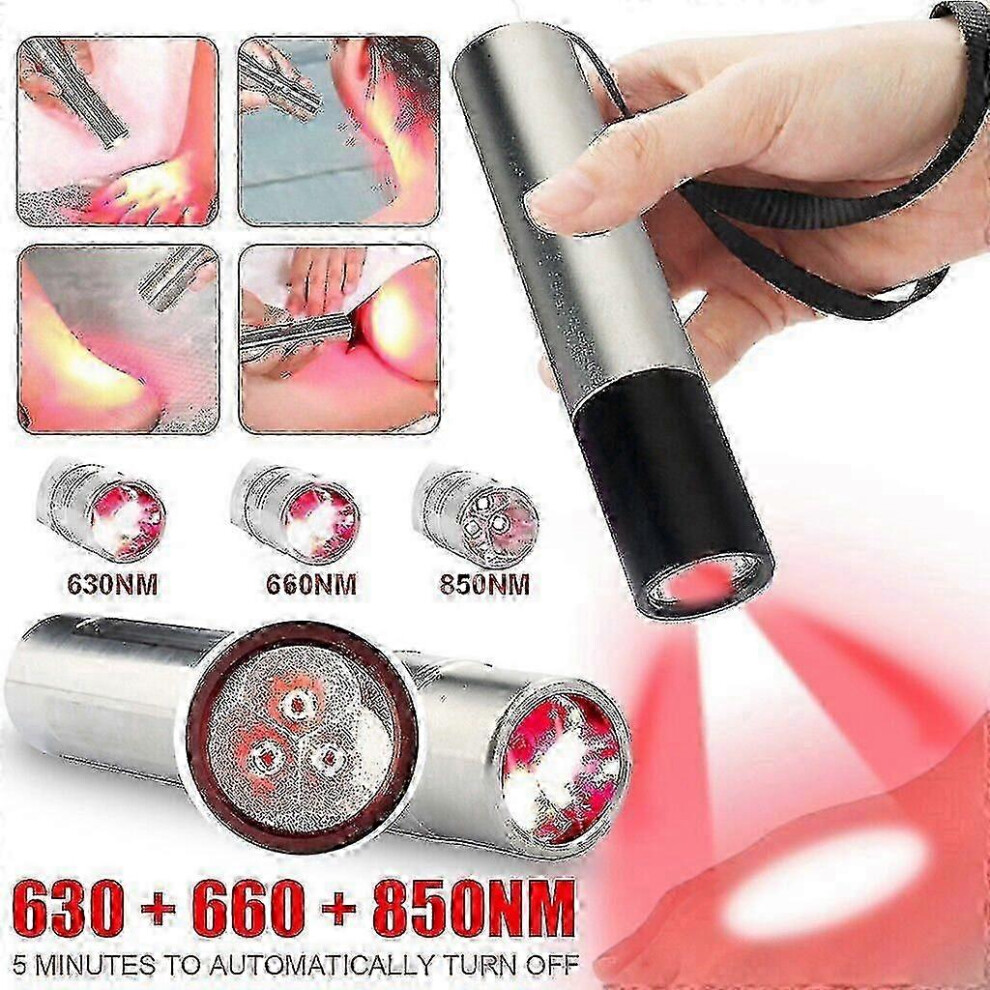 Kikidex (As Show, One Size) 630Nm 660Nm 850Nm Red Led Infrared Light Therapy Torch For Pain Relif Flashlight_lucky_b