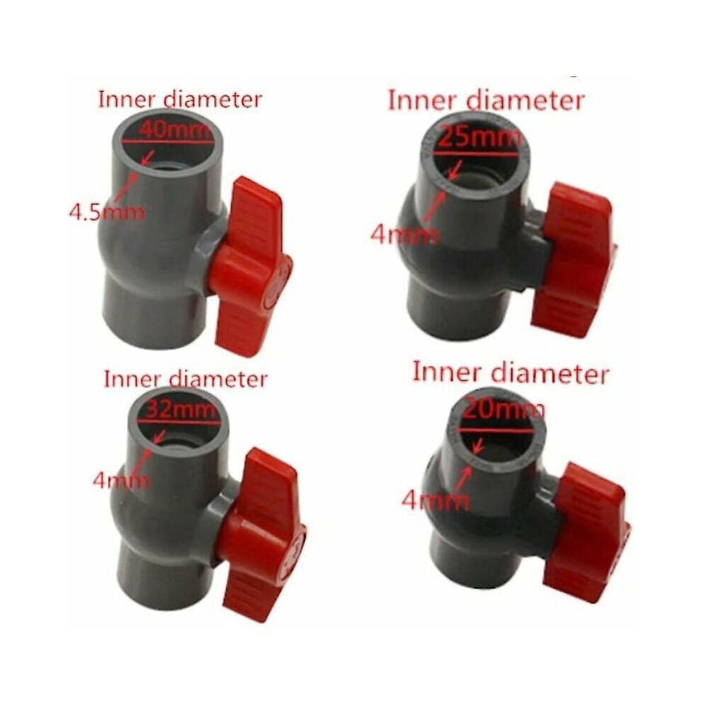 Kikidex (As Show, One Size) Pvc Ball Valve, U-Pvc Plastic Valve, Straight Connectors For Flow Control And Shut-Off Watering Circuit Connection (32 Mm)
