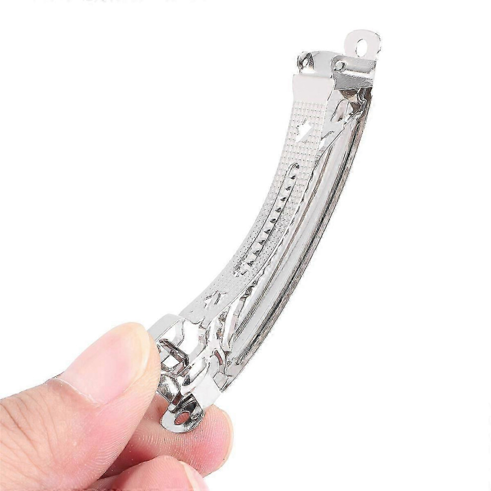 Kikidex (As Show, One Size) 50 Pcs 80Mm Metal French Clips Hair Bows Barrettes - Silver