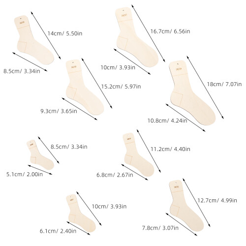 16Pcs Khaki Wooden Sock Blocking Tools for Knitting and Crochet Socks 1